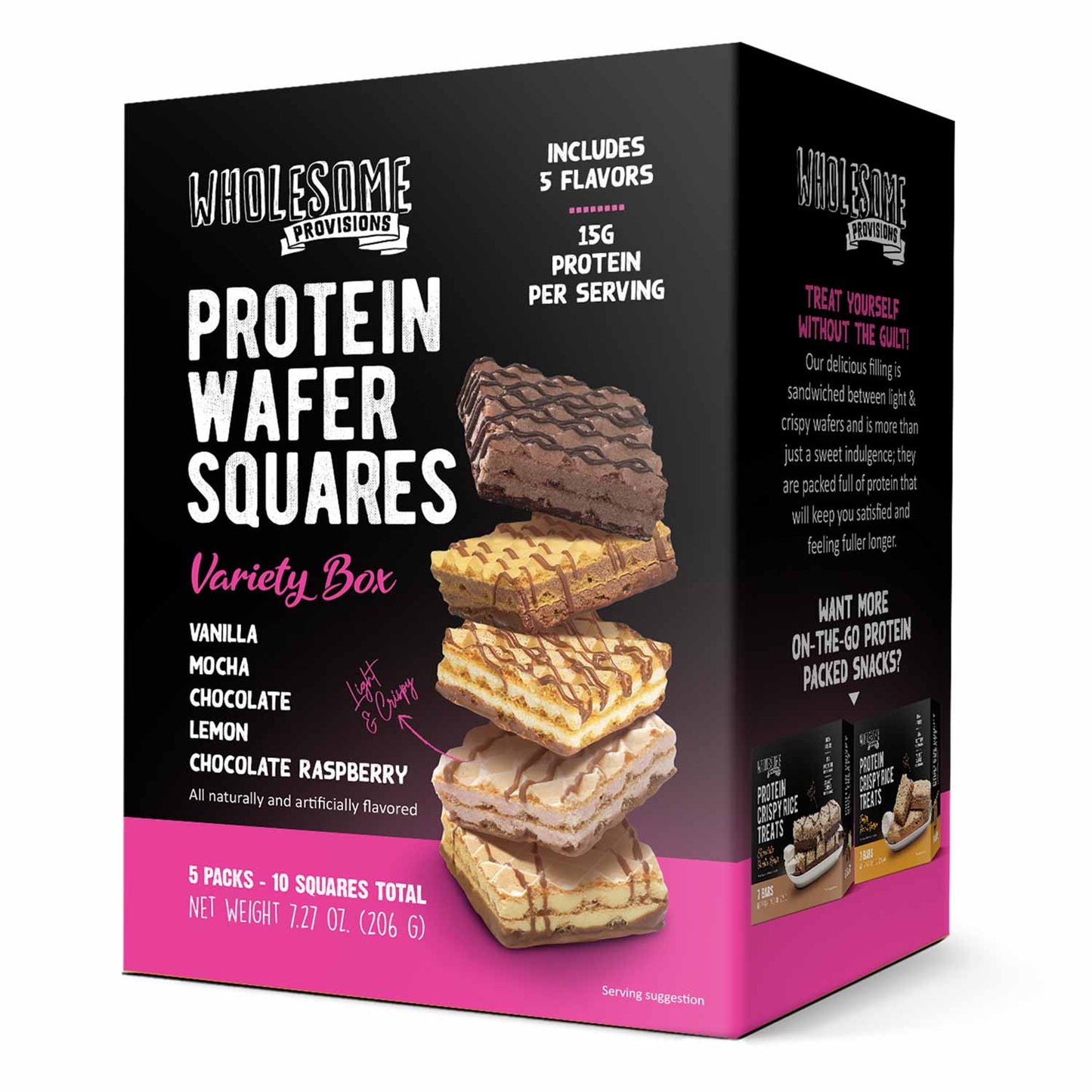 Protein Wafers Squares - 15g Protein, 5 Flavor Variety Pack, Low in Sugar, Light & Crispy