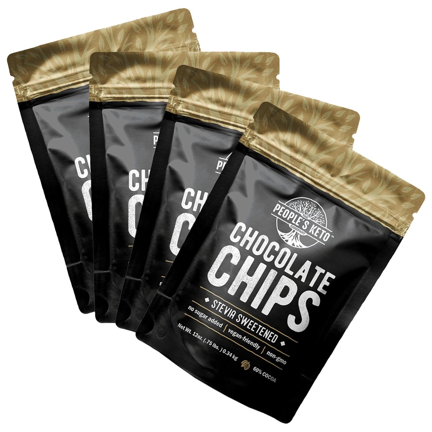 Sugar Free Chocolate Chips - Stevia Sweetened, Keto-Friendly, Vegan, Non-GMO, 12 oz.