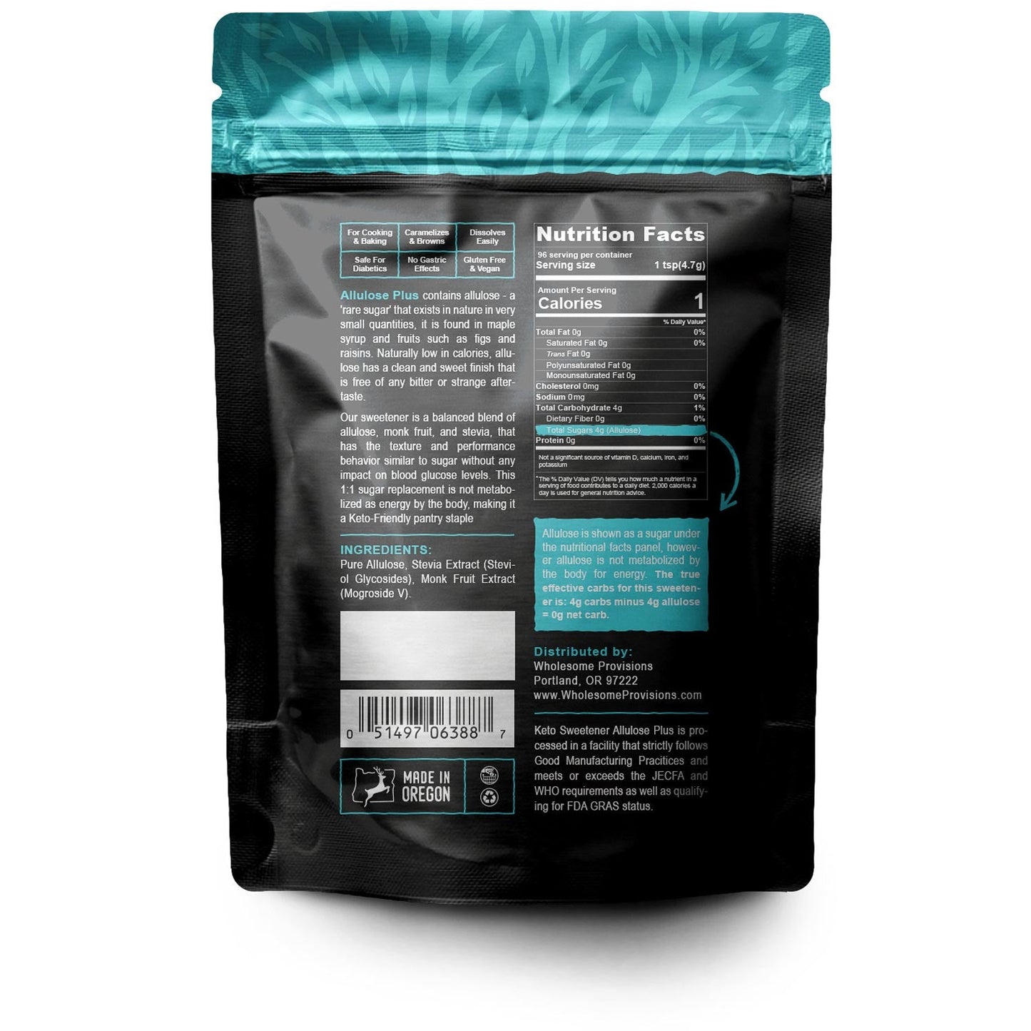 Keto Sweetener - Allulose Plus, 1:1 Sugar Substitute, Zero Aftertaste, 1 lb.