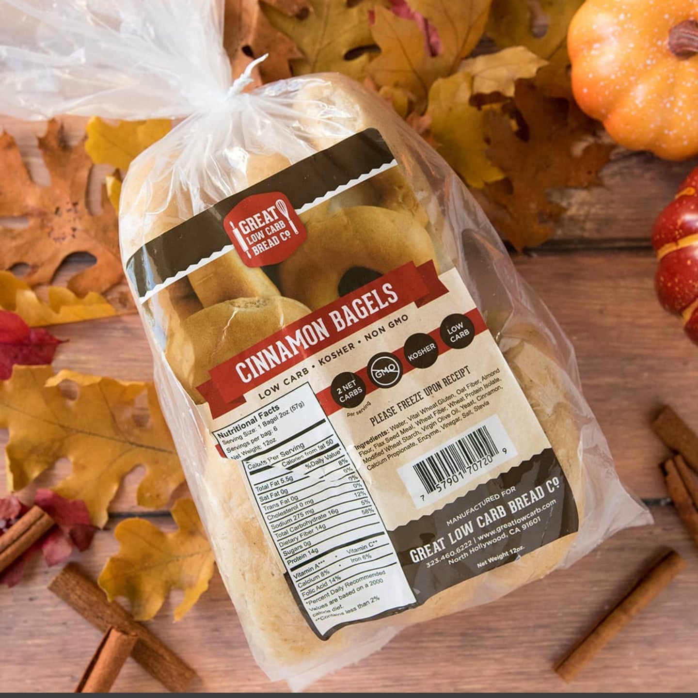 Cinnamon Bagel - 0g Net Carb, High in Protein, High Fiber, Non-GMO