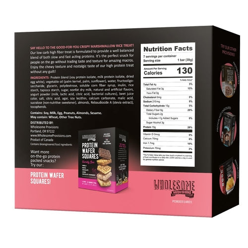 Strawberry Cream Protein Rice Crispy Treats - 15g Protein, Low Carb 4g Net, High Fiber, Soft & Chewy