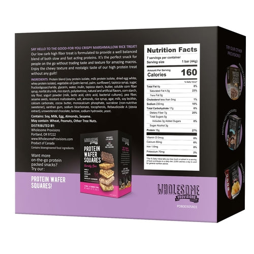 Salted Toffee Protein Rice Crispy Treats - 15g Protein, Low Carb 4g Net, High Fiber, Soft & Chewy