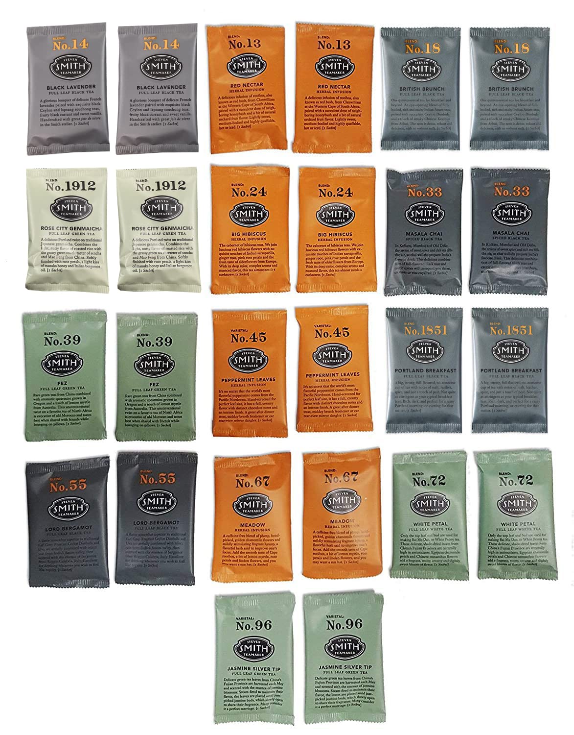Steven Smith Teamaker, Ultimate Tea Sampler Pack - Includes 13 Flavors, 2 Teabags of each Flavor, 26 count