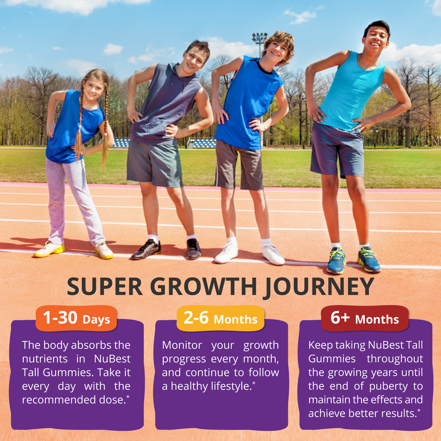 NuBest Tall Gummies for Ages 2+ & Teens, No Added Sugar, 60 Vegan Gummies