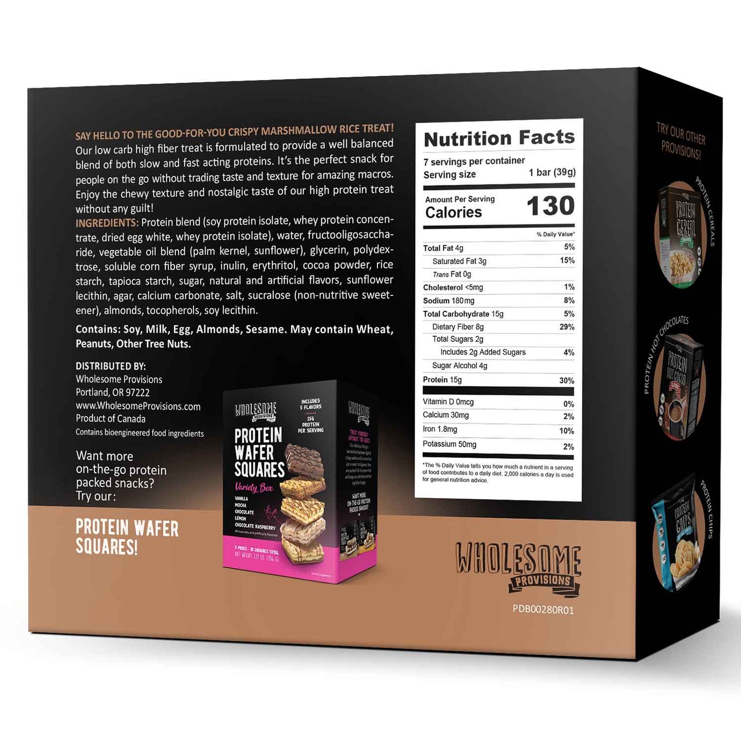 Chocolate Vanilla Protein Rice Crispy Treats - 15g Protein, Low Carb 3g Net, High Fiber, Soft & Chewy