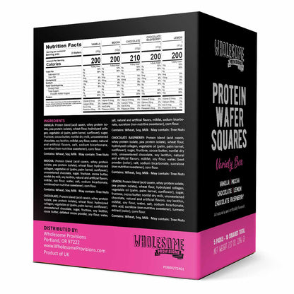 Protein Wafers Squares - 15g Protein, 5 Flavor Variety Pack, Low in Sugar, Light & Crispy