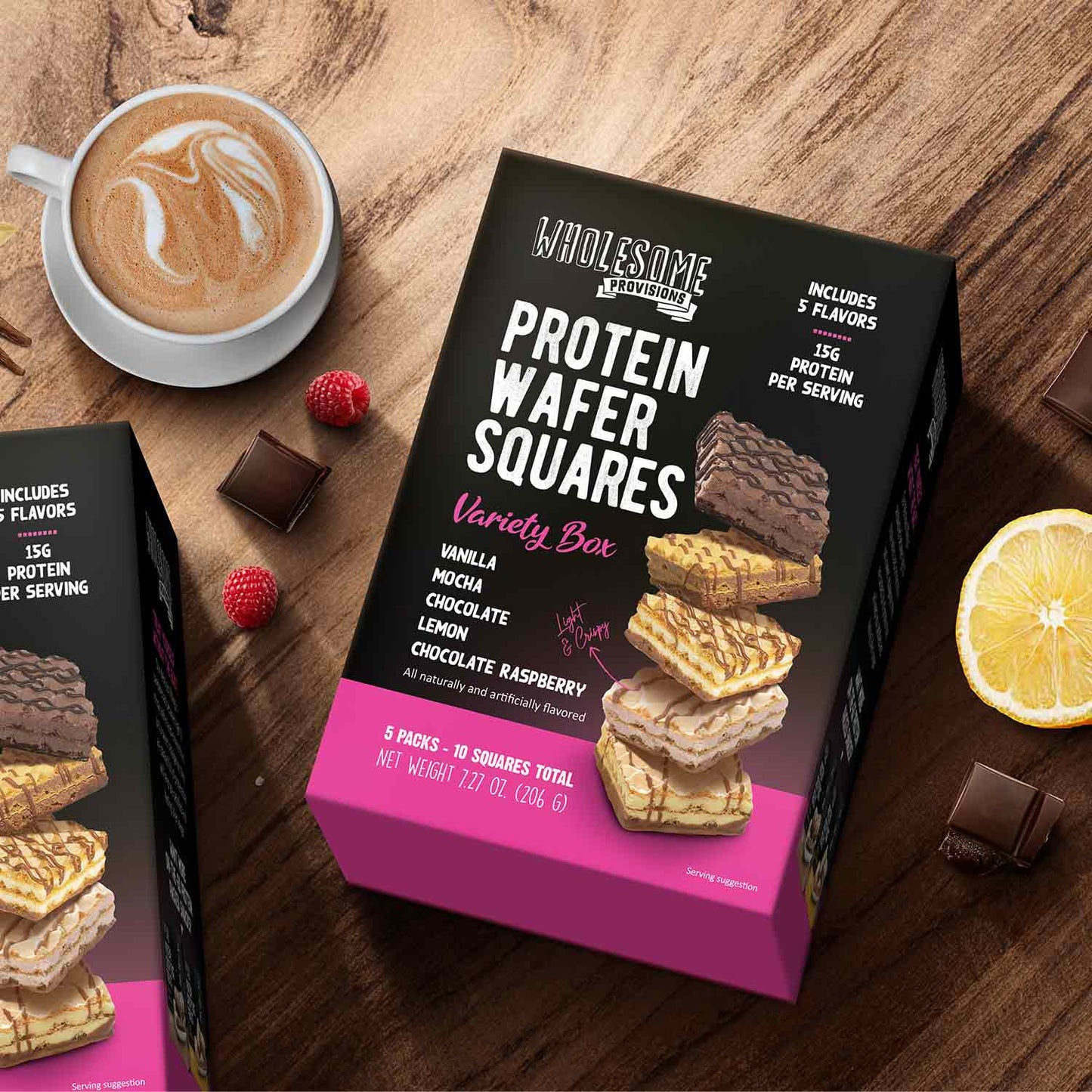 Protein Wafers Squares - 15g Protein, 5 Flavor Variety Pack, Low in Sugar, Light & Crispy