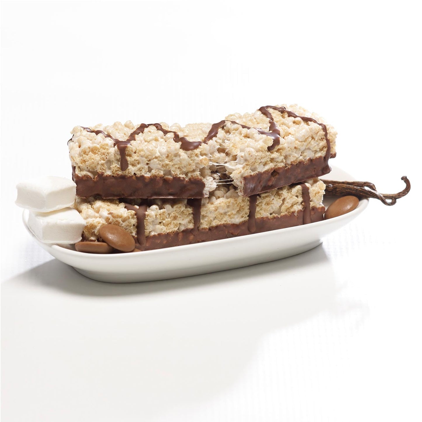 Chocolate Vanilla Protein Rice Crispy Treats - 15g Protein, Low Carb 3g Net, High Fiber, Soft & Chewy