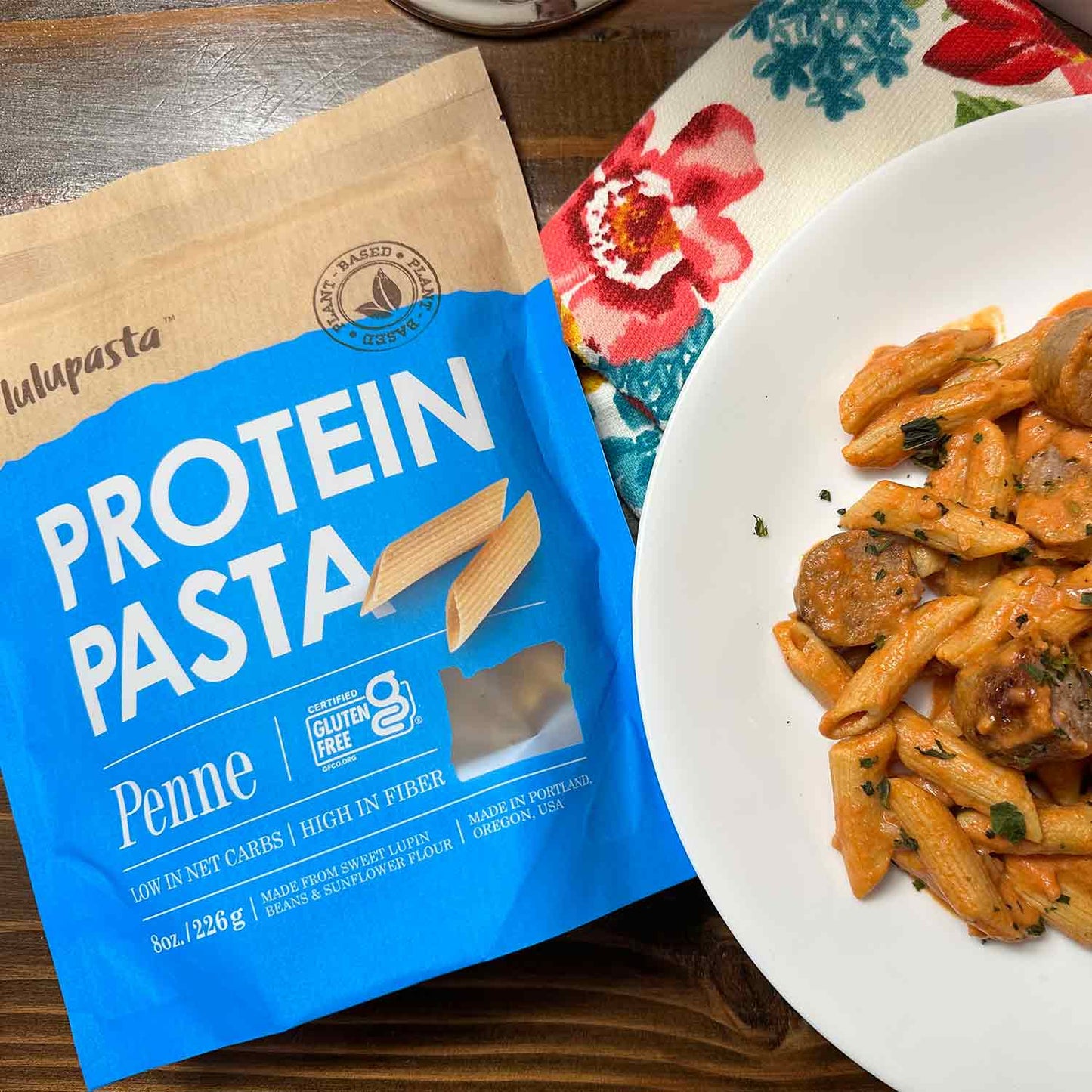 Penne Protein Pasta - 19g Protein & 4g Net Carb, Lupin Pasta, Keto Pasta, Gluten Free, 8 oz.