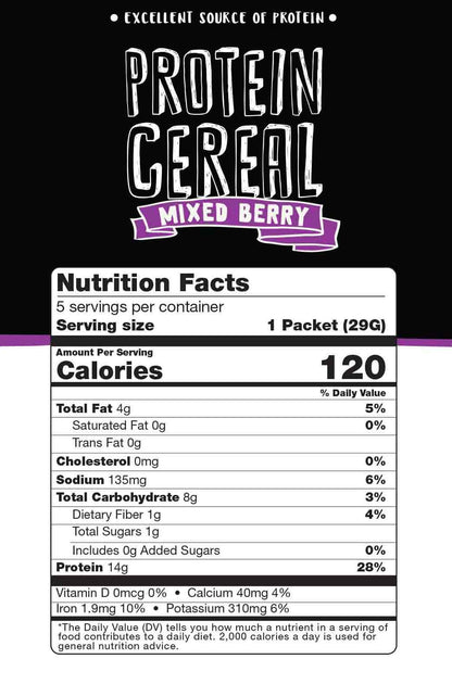 Mixed Berry Protein Cereal - High Protein & Fiber, Low Carb