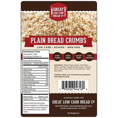 Plain Keto Bread Crumbs - 2g Net Carbs Keto Breading, High Protein, Non-GMO