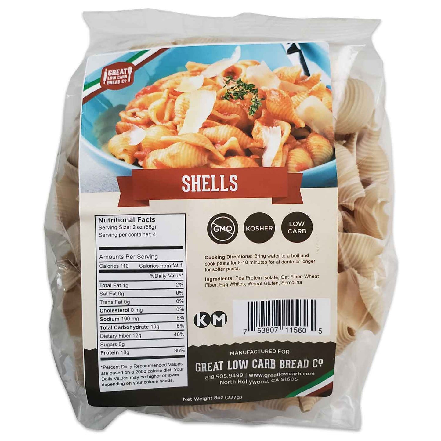 Shell Shape Low Carb Pastas - Keto-Friendly, High in Protein, 8oz.