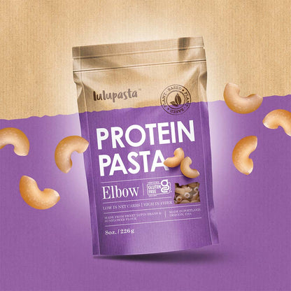 Elbow Protein Pasta - 19g Protein & 4g Net Carb, Lupin Pasta, Keto Pasta, Gluten Free, 8 oz.