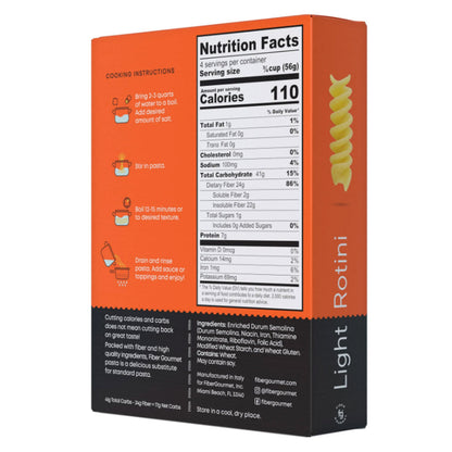 Rotini Shaped High Fiber Pasta - Protein Packed, Non GMO, Vegan, Low Calorie